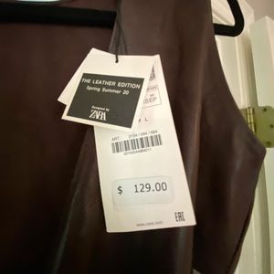 Zara leather open cross back top
